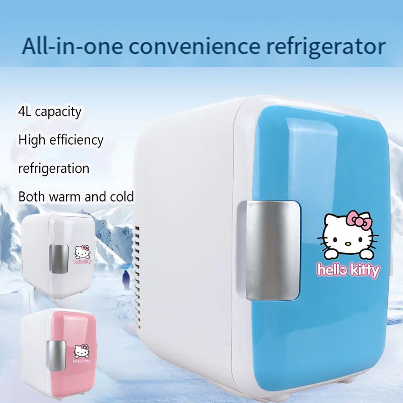 Hello Kittys 4L Car Refrigerator Home Dual Purpose Mini Refrigerator Camping Outdoor Picnic Portable Women Accessories Gifts