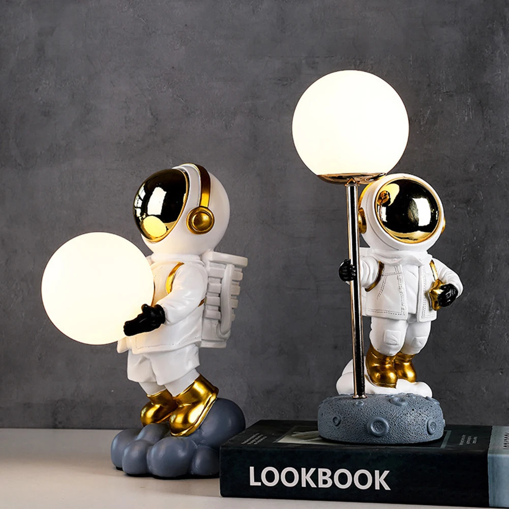 Led Astronaut Moon Night Light Bedroom Office Decoration New Year's Decorations Creative Children's Gifts Room Study Table Lamps