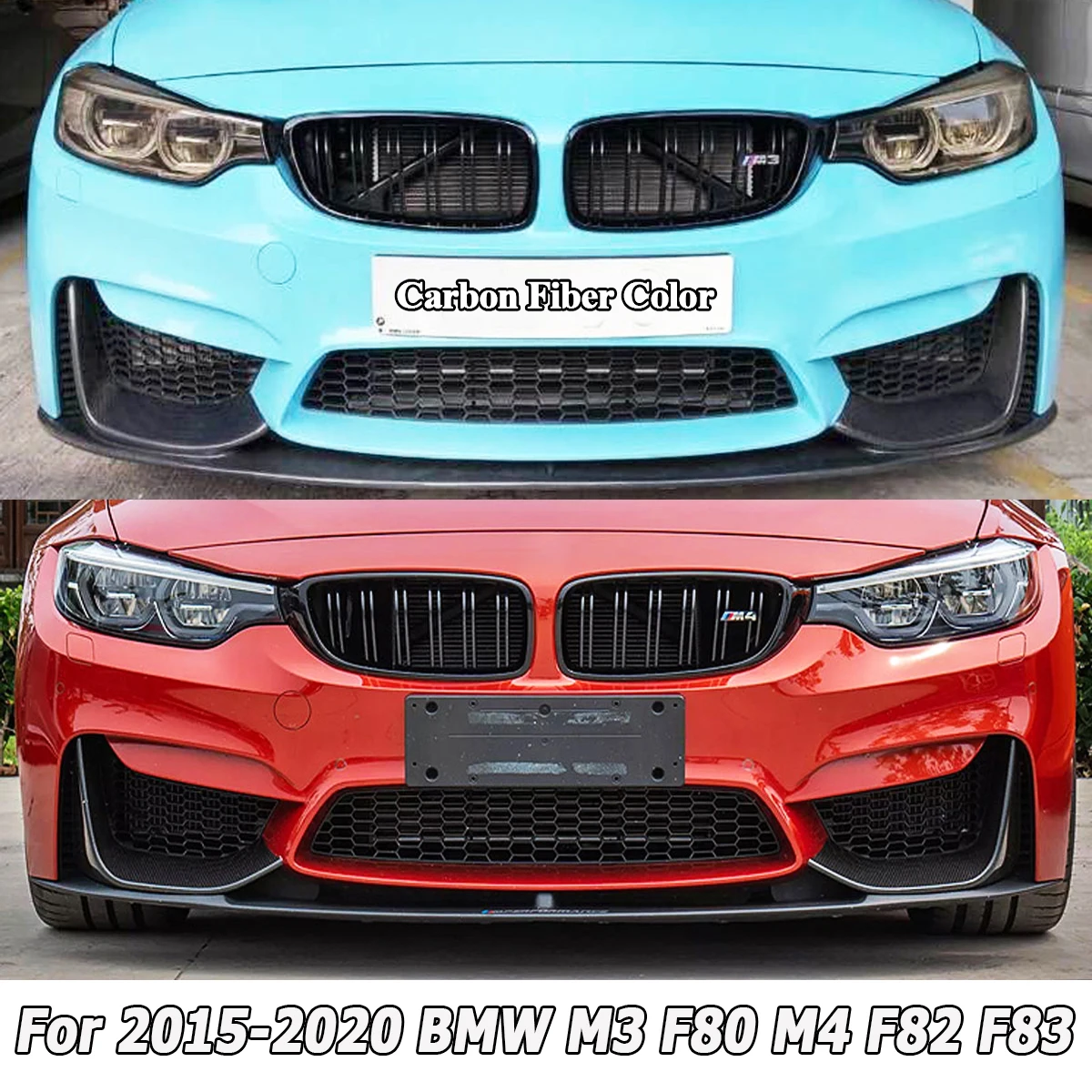 

For BMW F80 Front Lip Bumper F82 F83 M3 M4 3 4 Series F30 F33 2015-2020 CARBON STYLE FRONT SPLITTER LIP SPOILER M PERFORMANCE