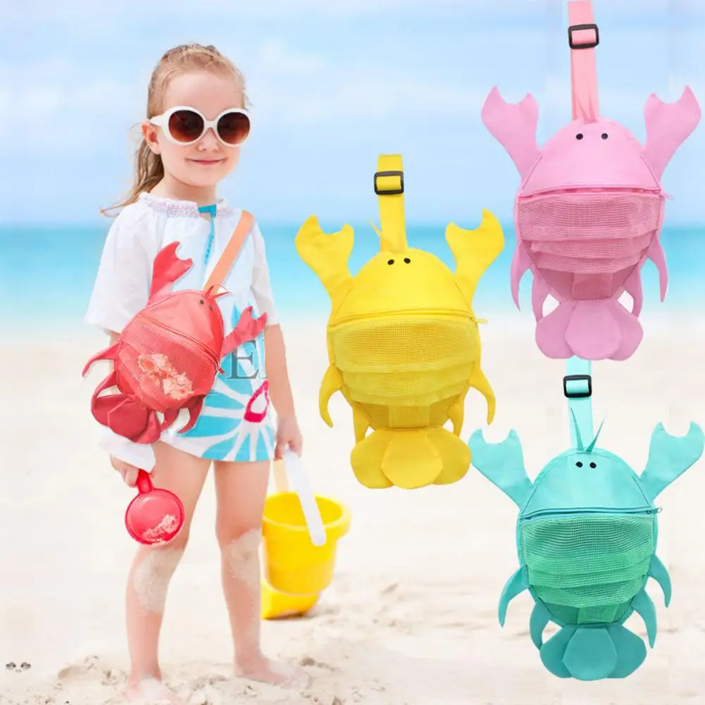 Breathable Mesh Tote Bag Kids Beach Bag with Cartoon Shapes for Shell for Children