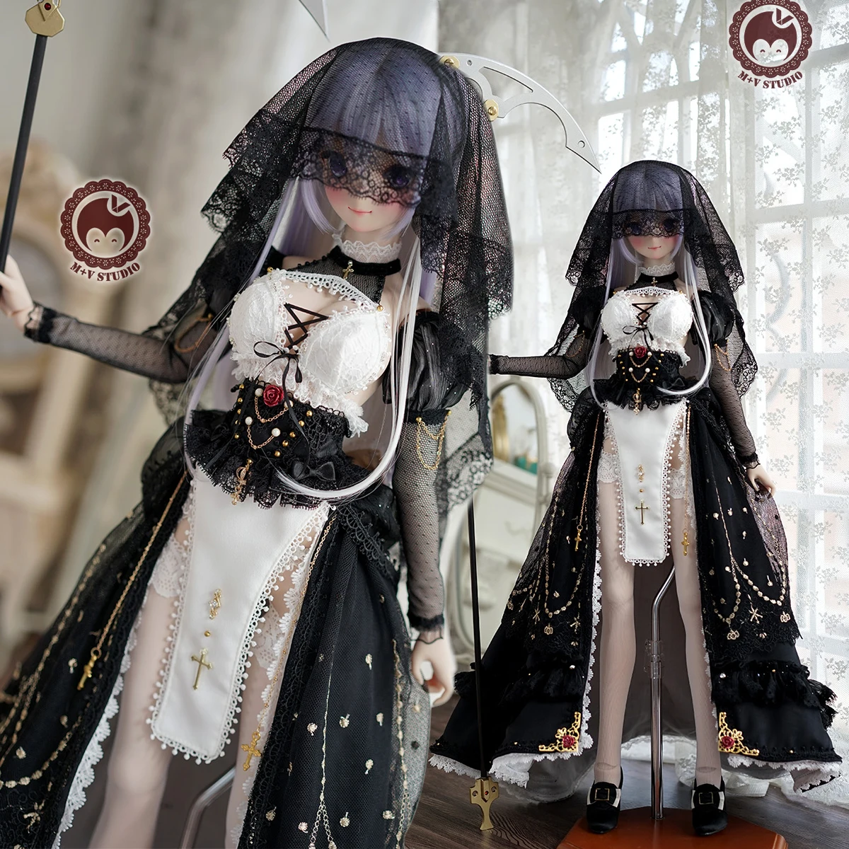 Limitiertes gotisches kleid bjd 1/3 dd sd dy priest ess kleid spitze dessous höschen rock bjd puppe kleidung zubehör