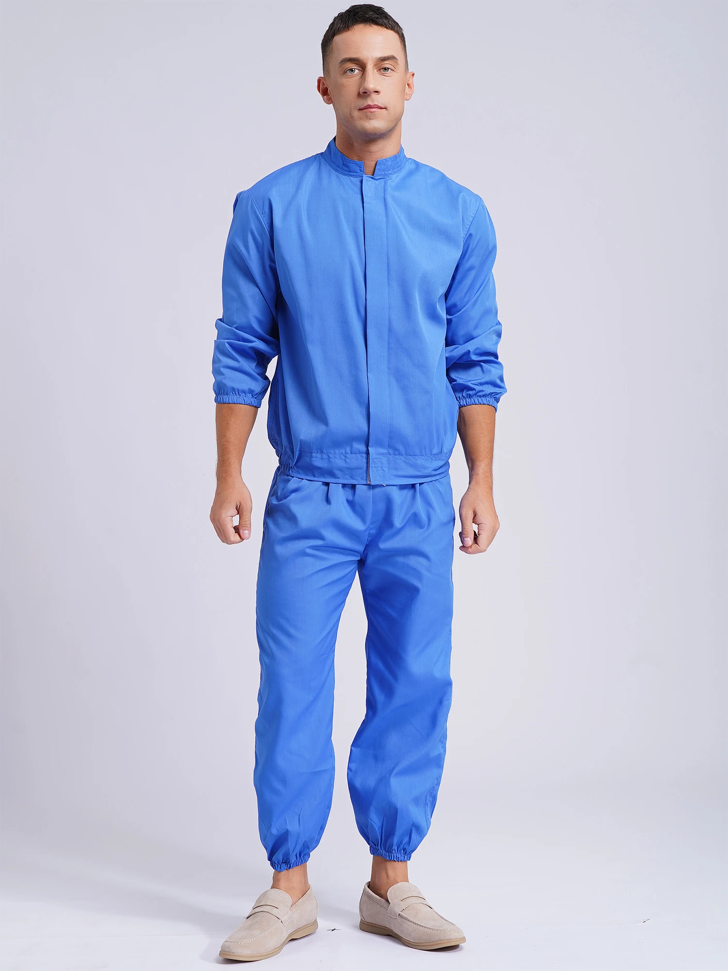 Food Service Factory Workwear Uniform Set Unisex Dustproof Wear Resistant Work Outfits Jacket Coat And Long Pants 2-piece Suit