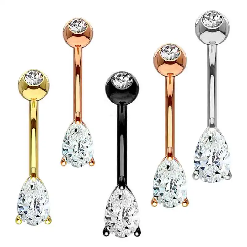 

2023 Best Sales Body Piercings Stainless Steel Crystal Zircon Belly Button Rings Piercing Women Navel Fashion Body Jewelries