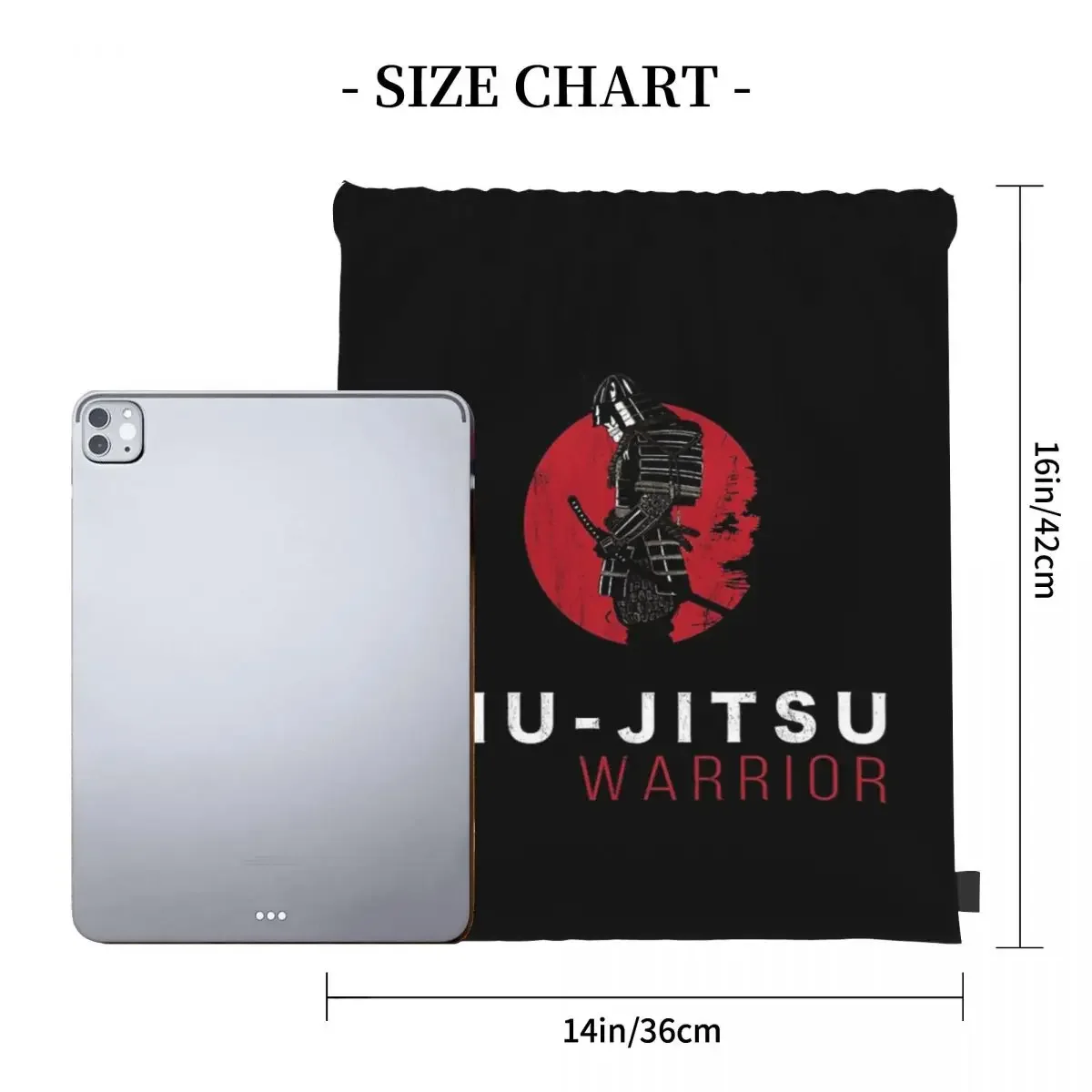 Jiu-Jitsu Warrior Japanese Bjj Gi & Black Belt Mma Backpack Portable Drawstring Bags Drawstring Bundle Pocket Sports Bag