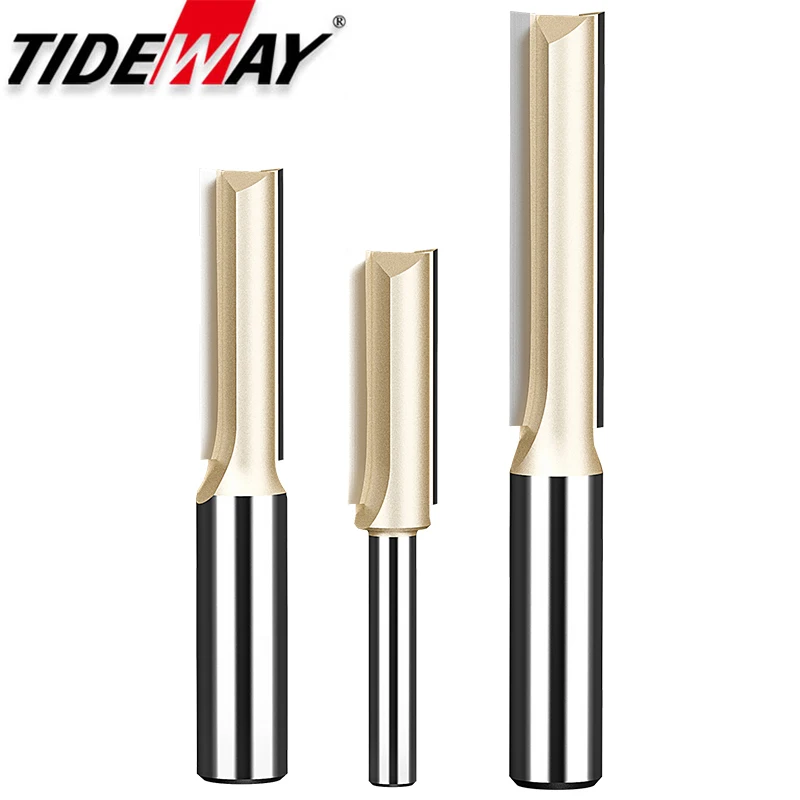 

Tideway Straight Router Bits 1/2 1/4 Shank Double Flute Plunge Milling Cutter Carbide Tipped Woodworking Trimming Slotting Tool