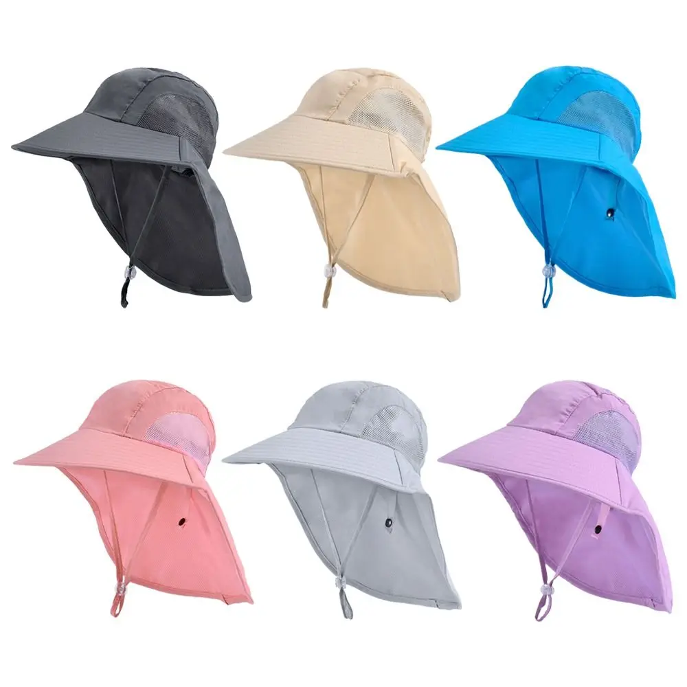 Outdoor Boy Girl Adjustable Sun Hat Children Bucket Hats UV Protection Wide Brim Cap