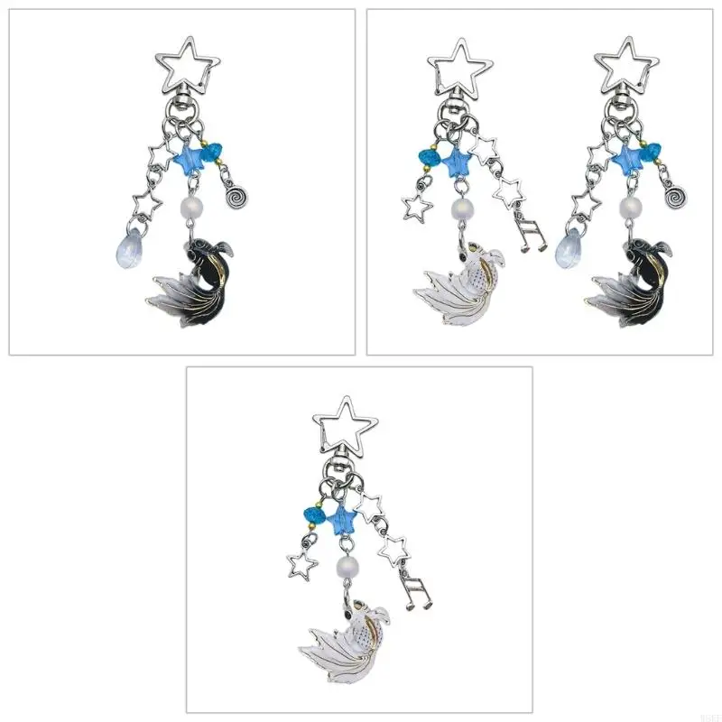 W8KF Fashion Star Small Fish Charm Pendant Phone Straps Backpack Charm Decoration