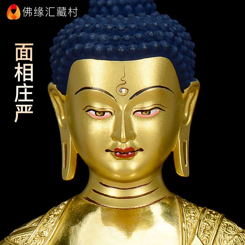 Fo Yuan Hui Amitabha Statue for , Fully Gilt Bronze Tantric Worship Ornament, Three Treasures Buddha