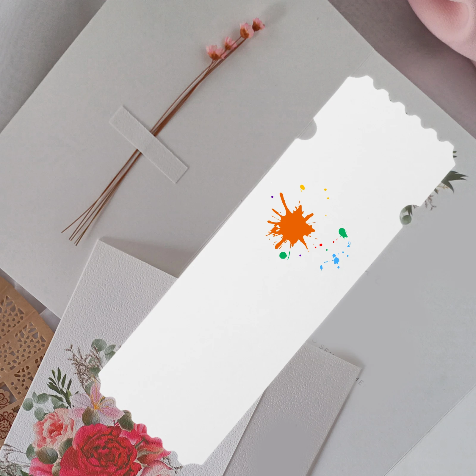 

25 Pcs Blank Ticket Stub Watercolor Paper Bookmarks Post Cards Cardstock Stamps Printing White Lightweight DIY Craft