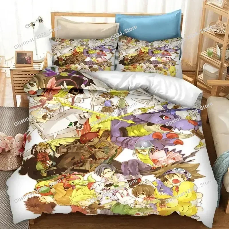 Top Digimon Adventure Bedding Set Duvet Cover Full Queen King Size Pillowcase Bed Printed Bed Set Aldult Kid Bedroom Single Twin