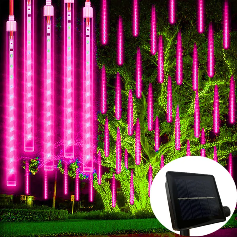 

Светодиодная гирлянда-дождь «Падающие капли» для свадьбы, Дня святого Валентина, Рамадана, наружного декора, 30/50 см, на солнечной батарее, LED-подсветка «Метеоритный дождь»