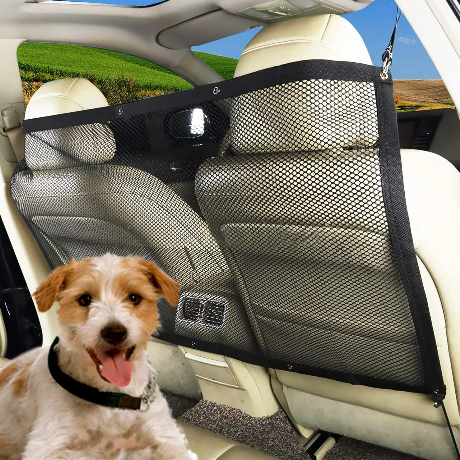 

2Sets Dog Mesh for Car Strong Pet Safety Net Convenient Installation Ideal for Suvs and Car Pet Safety Net