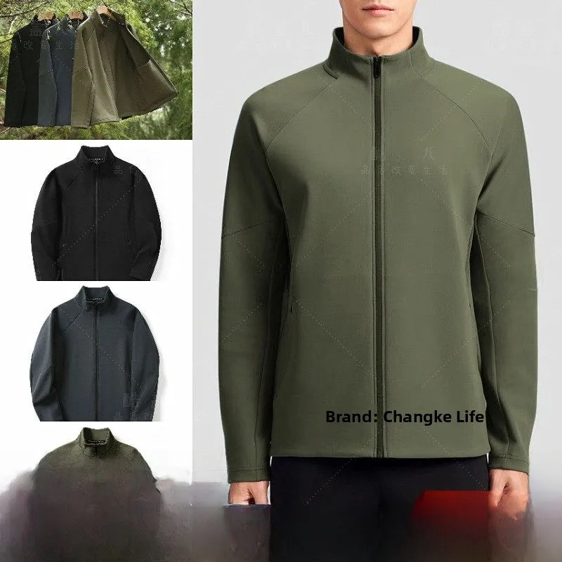 

Italian High-End Fitness 3D Tailored Fleece Lined Windproof Jacket Men's Outerwear Breathable Casual Style Long Sleeve Coat