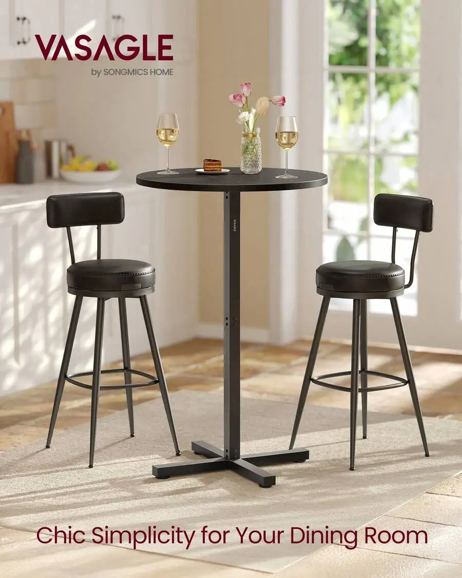 Round Cocktail Table, High Top Bar Pub Table With Metal Frame And Cross Base, For 2-3 People, Modern, Easy To Assemble, 22.8 X 4
