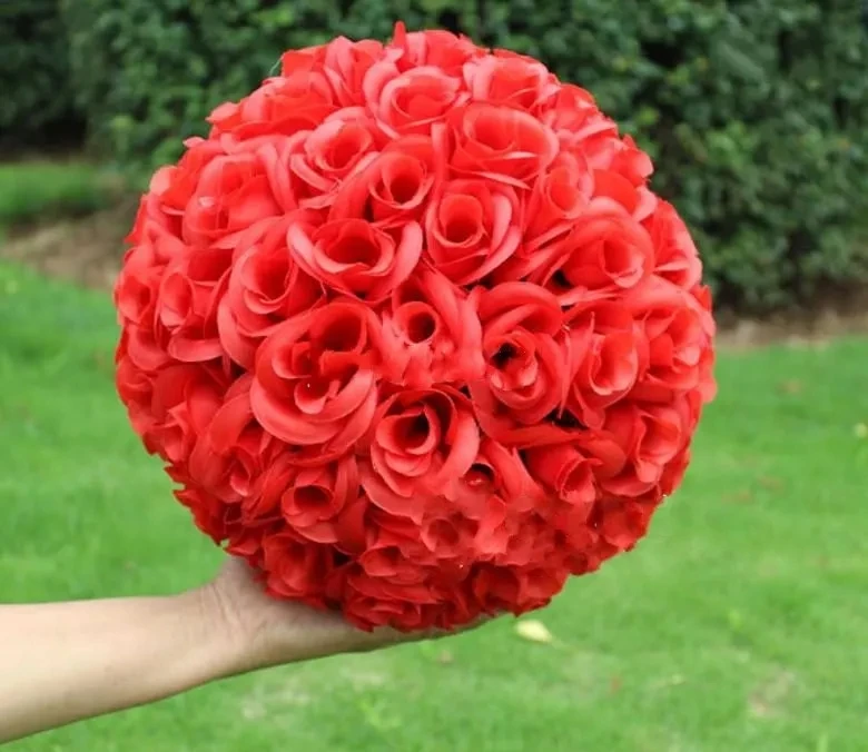 

30 CM/12" New Artificial Encryption Rose Silk Flower Kissing Balls Hanging Ball Christmas Ornaments Wedding Party Decorations