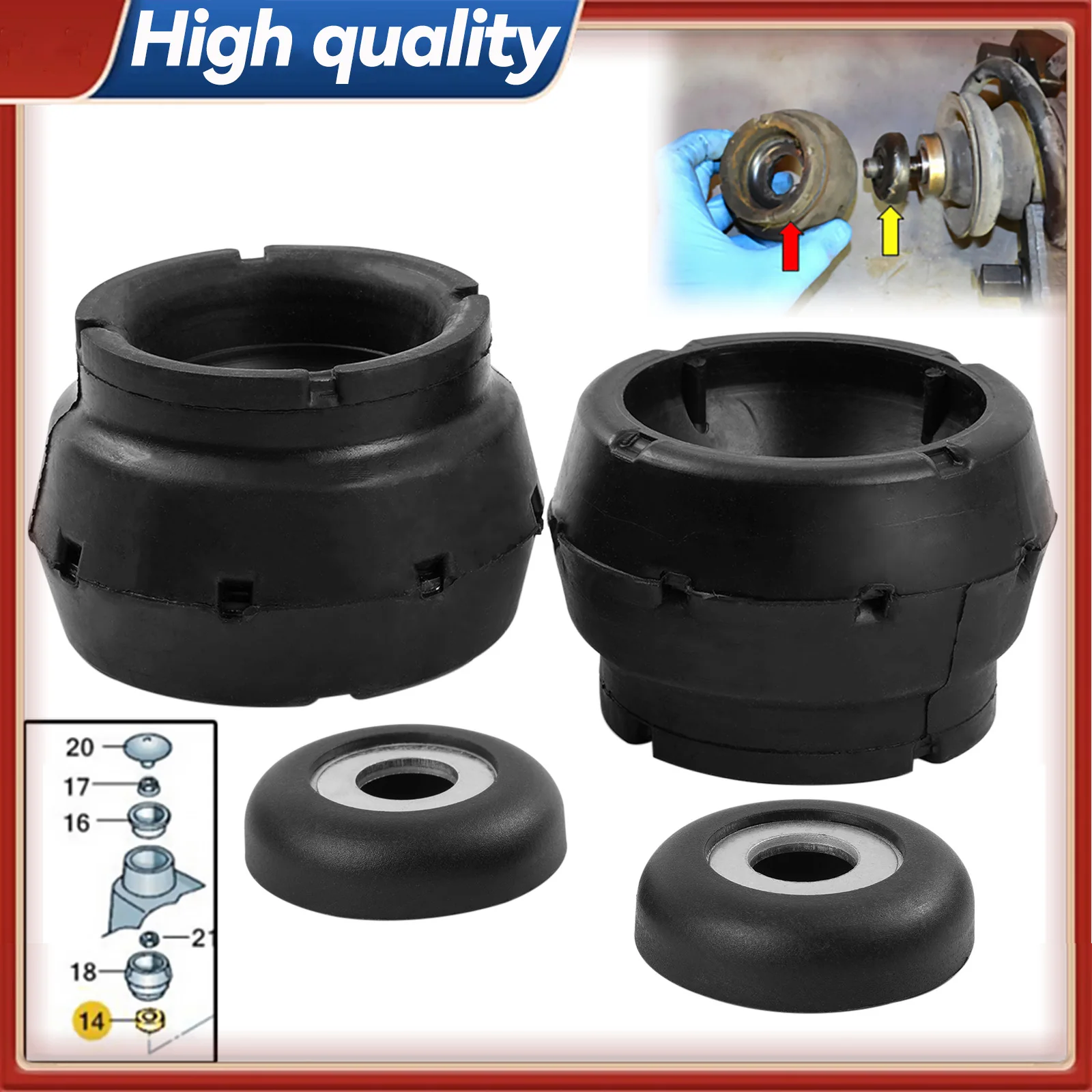 Auto Top Strut Mounts & Bearings Kit OE# 1J0412331C 1J0412249 For Skoda Octavia Fabia VW Golf Polo Bora Beetle Audi A1 A3 TT