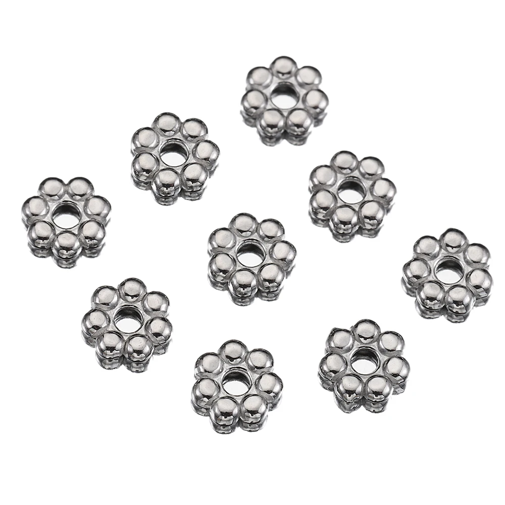 50pcs Stainless Steel Gold Color Daisy Spacer Beads for Jewelry Making DIY