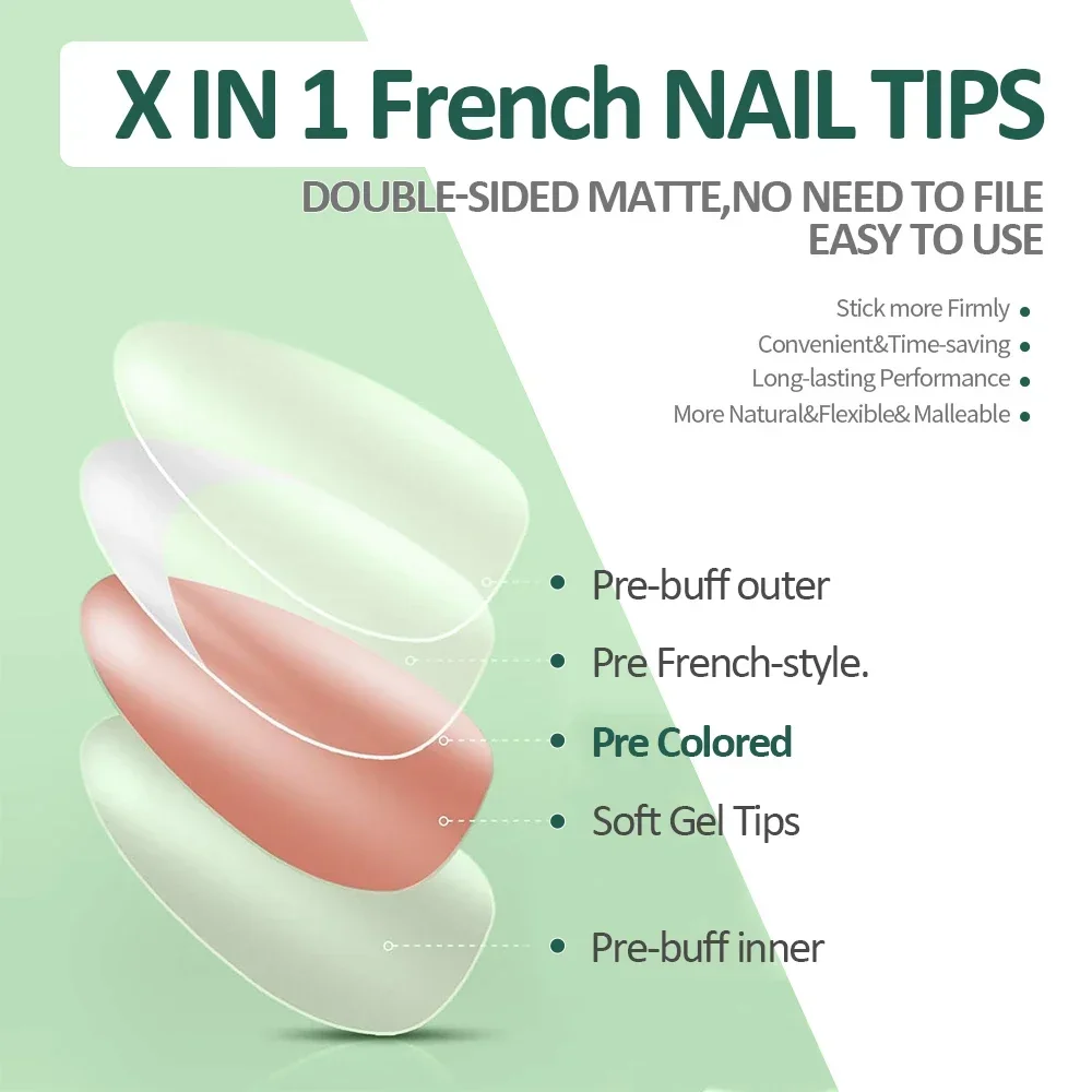 Nailpop 3 in 1 French Gel Nail Tips 150PCS French Press on Nails Short Coffin Tips No Need to File Fake Nails for Nail Art DIY