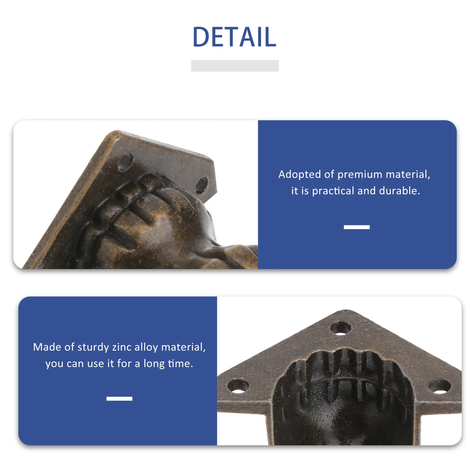 20 шт., ножки шкатулки для драгоценностей в стиле ретро из цинкового сплава, гладкая отделка, декоративные деревянные ножки корпуса, подарочная коробка, угловые протекторы, ножки для футляра для ювелирных изделий