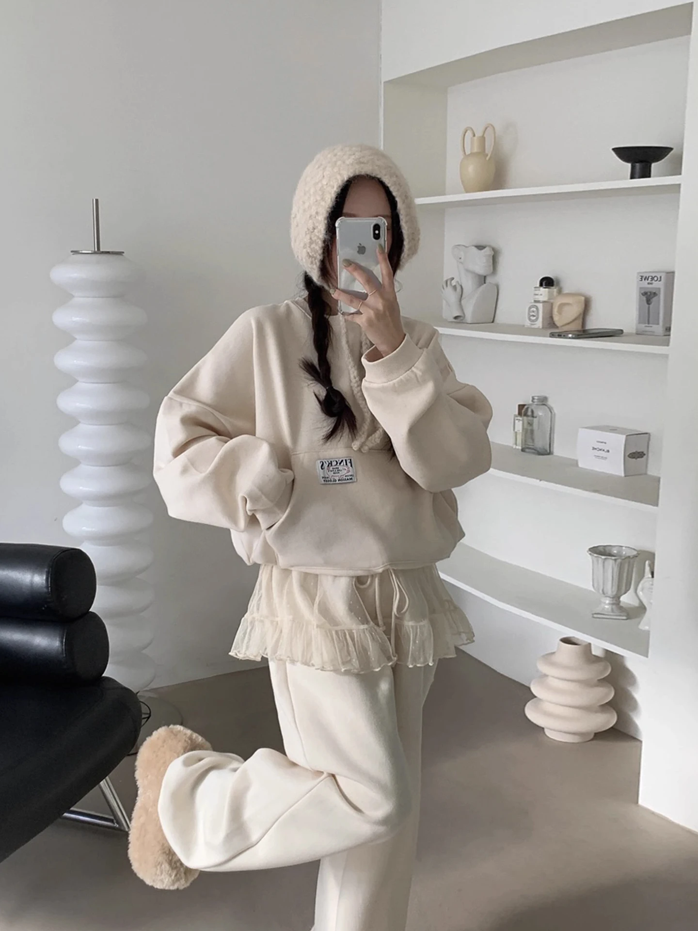 

Faionable Лоскутный комплект свитшотов с надписью ort, женские зимние длинные брюки с высокой талией, юбка Me, повседневные спортивные штаны