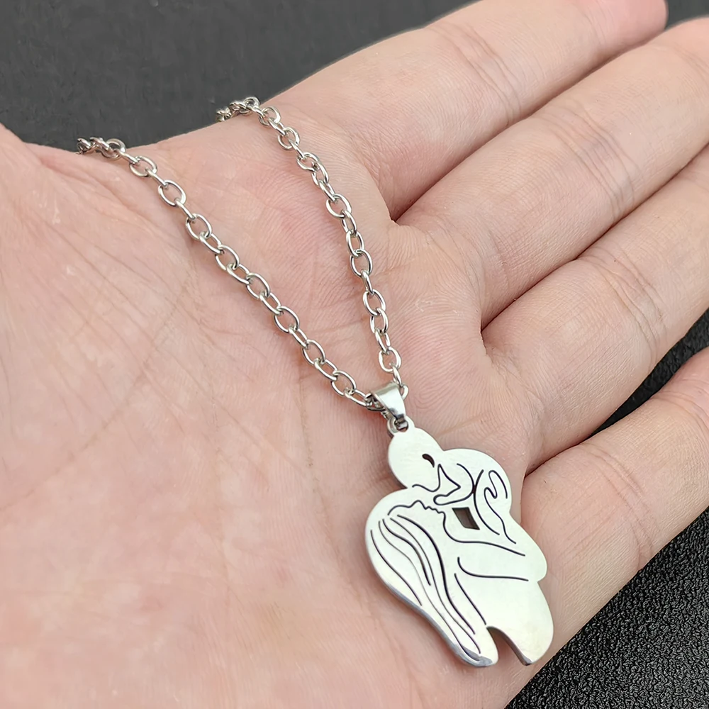 Family Pregnant Mom Baby Pendant Stainless Steel Mother Charms Necklace Jewelry Making Mother's Day DIY Gifts Bulk