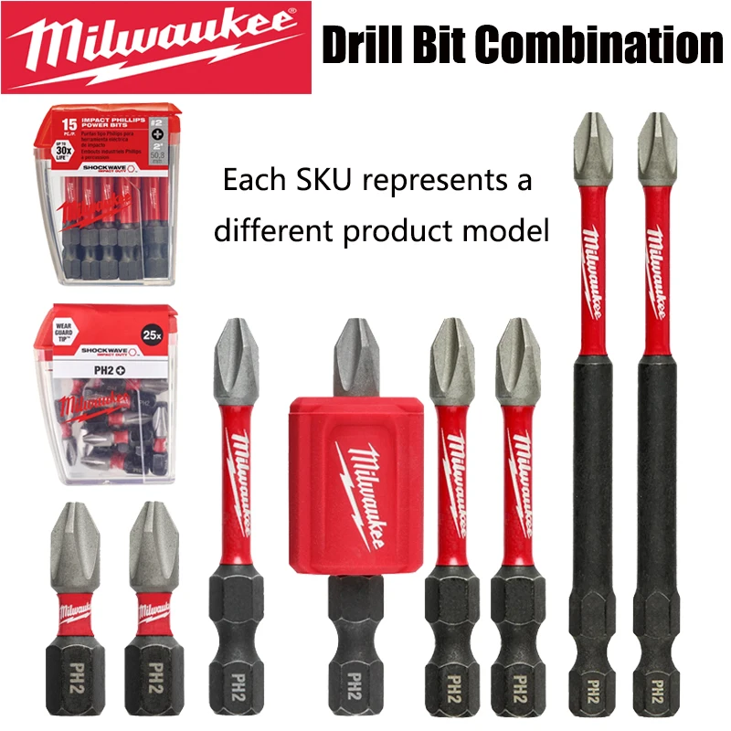 Milwaukee Shockwave PH2 Impact Drill Bits 25mm/50mm/89mm Head Screwdriver Power Tool Attachment Bit Series