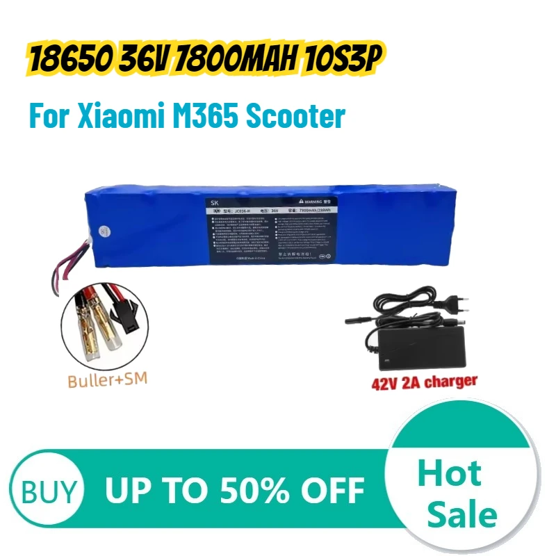 

Литиевая батарея 18650 36В 7800мАч 10S3P для электросамоката Xiaomi M365, с длительным временем работы в режиме ожидания, перезаряжаемая