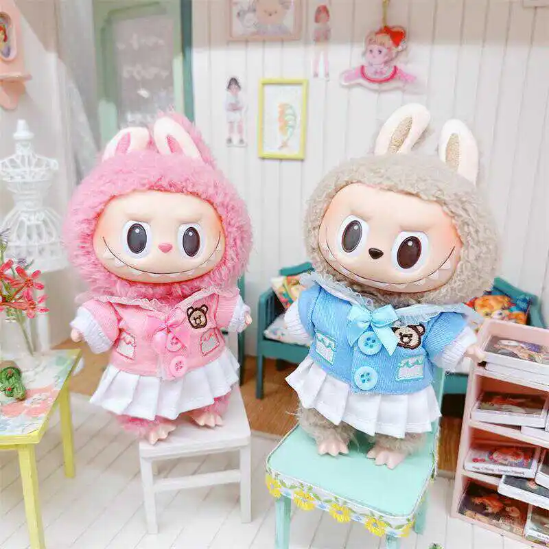 Conjunto de ropa de muñeca Idol Kawaii JK, uniforme de algodón de felpa para muñeca Idol, regalos de colección para niñas, 10cm, 2 piezas