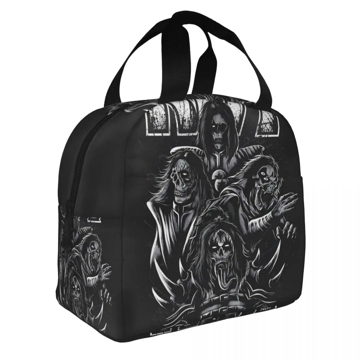 

Kiss Metal Skull Lunch Bento Bags Portable Aluminum Foil thickened Thermal Cloth Lunch Bag for Women Men Boy