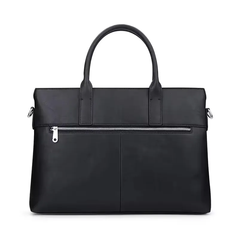 Men's Fashion One Shoulder Laptop Handbag Messenger Bag Leather Briefcase Black Customizable 13 Inch Laptop Business Men Bag OEM