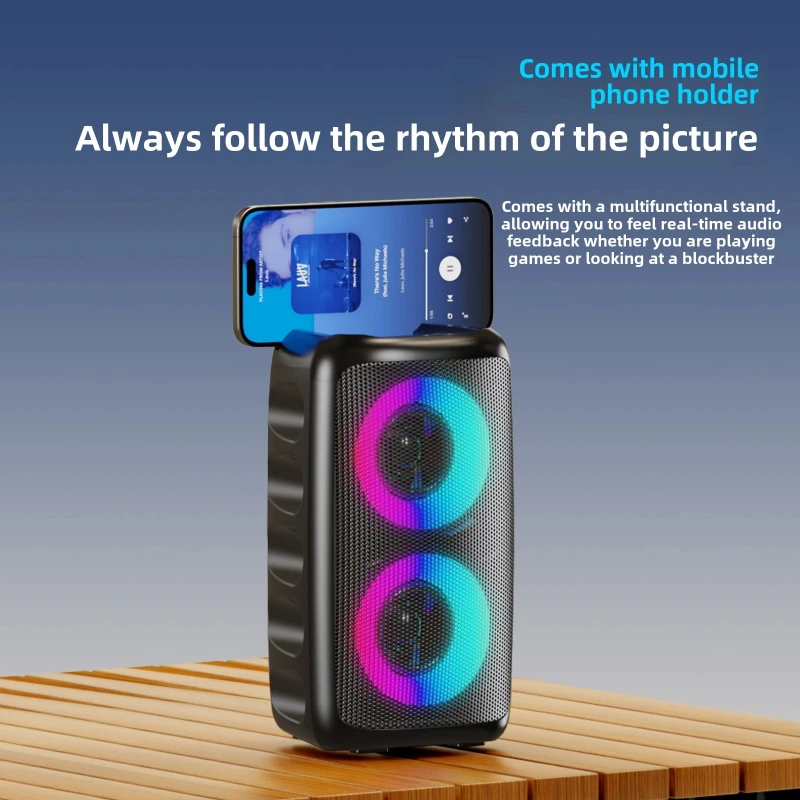 HI-FI 3D サラウンドサウンドポータブルスクエアダンスカラオケワイヤレス Bluetooth Caixa De Som 屋外スピーカーサポートカード挿入 USB