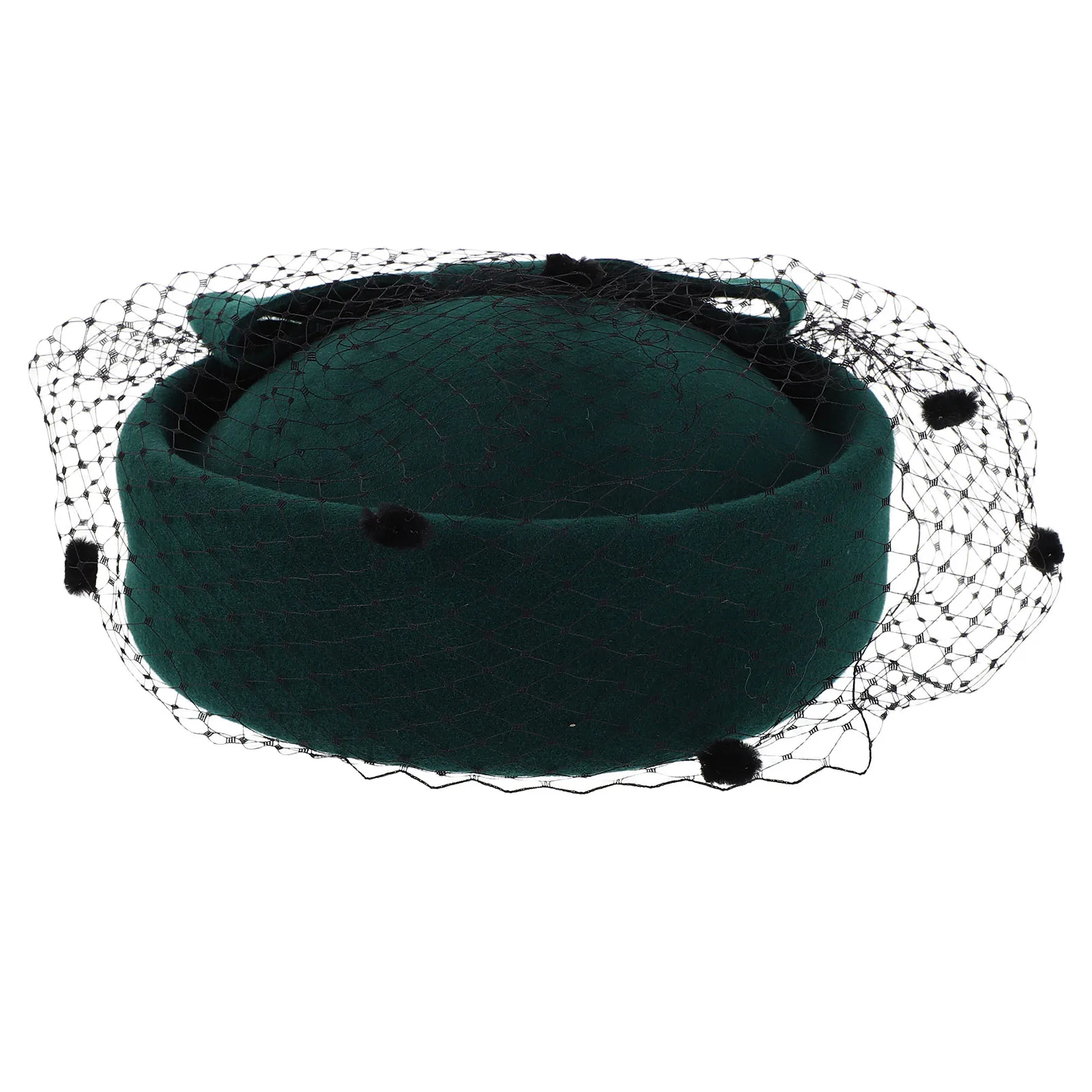 

Elegant Wool Pillbox Hat Bow Veil Fascinator Party Wedding Masquerade Cosplay Vintage Stewardess Air Hostess Bowler