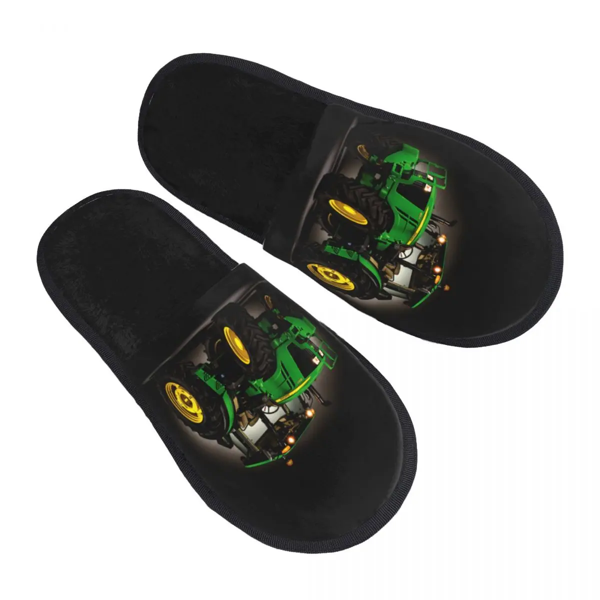 Custom Print Women Tractor House Slippers Cozy Warm Memory Foam Fluffy Slipper Indoor Outdoor Shoes