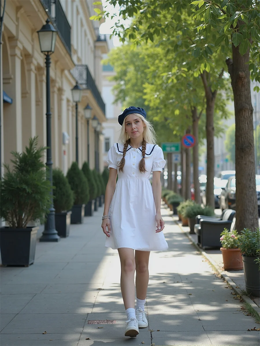 Women'S Summer Woman Dresses Peter Pan Collar Loose Side-Slit High-Slit Splited Splitting Cut-Out Cutout Hollow-Out Holes Fall