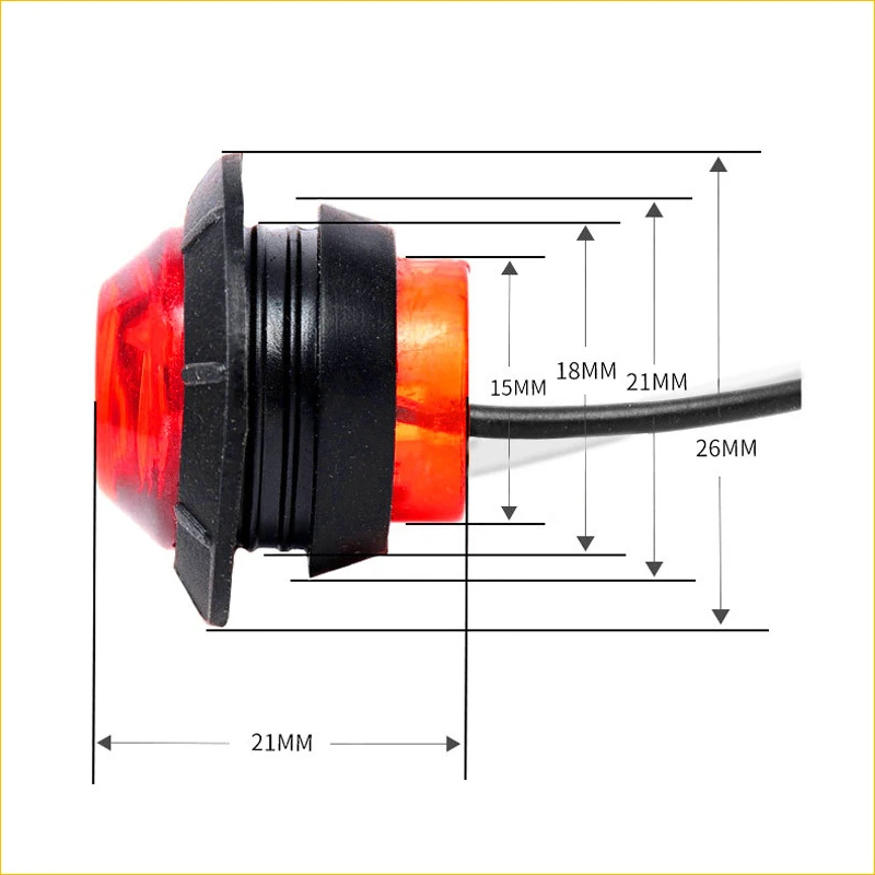 5PCS 12V 24V RED Side Mini Round 3/4