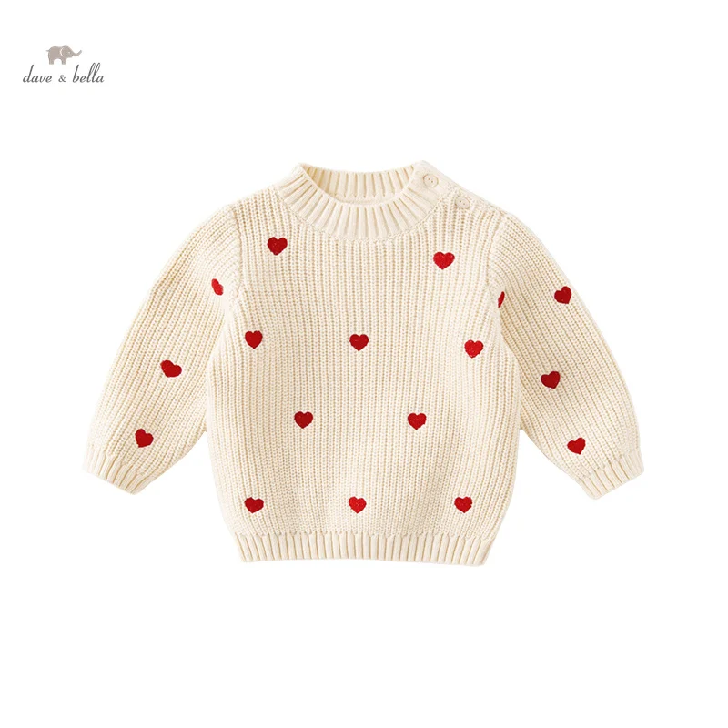 Dave Bella 2023 New Autumn Winter Girls Baby Children Tops Knitted Sweater Pullover Fashion Casual Sweet Cute Party DB4237587