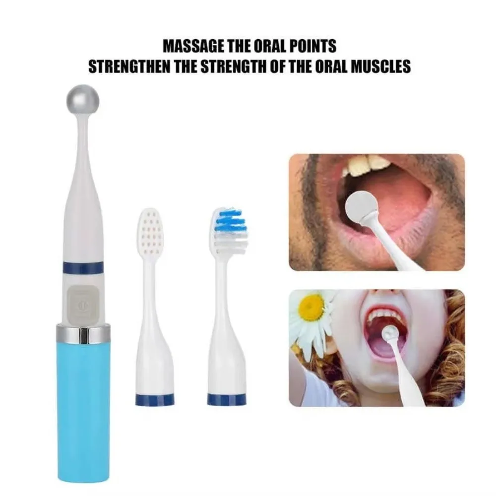 Rechargeable Electric Toothbrush Massage Replaceable Heads Mouth Muscle Exerciser Portable Tongue Muscle Trainer