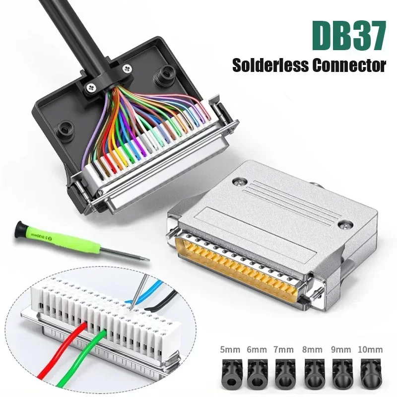 Solder-free DB37 Connector Small Volume 37Pin Male Female Wiring Terminal Joint Adapter Industrial Grade DB 37 Pin Connectors