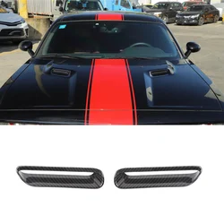Engine Cover Air Flow Intake Hood Vent Cover Sticker ABS Accessories for Dodge Challenger 2009-2014 (Carbon Fiber)