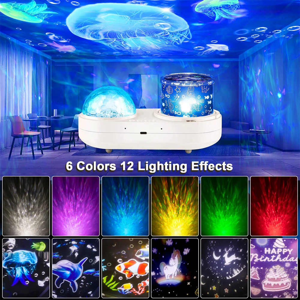 LED Desktop Ocean Jellyfish Projector LED Night Light for Room Decoration Rotating Star Projector Decoration Bedroom Table Lamp