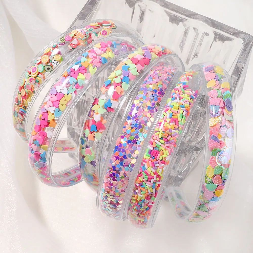 1pc Fashion Transparent Quicksand Headbands For Baby Kids Girls Glitter Sequin Hairbands Bezel Hair Hoops Hair Accessories Gift