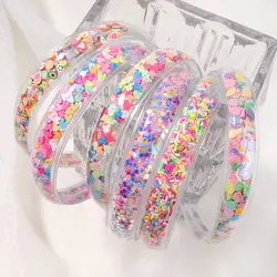 1pc Fashion Transparent Quicksand Headbands For Baby Kids Girls Glitter Sequin Hairbands Bezel Hair Hoops Hair Accessories Gift