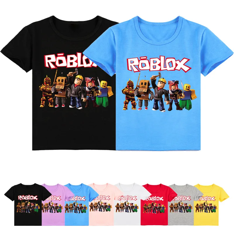 Game ROBLOX Middle and Large Children Cartoon Summer Print Fashion Casual Versatile Comfortable Short-sleeved T-shirt Top