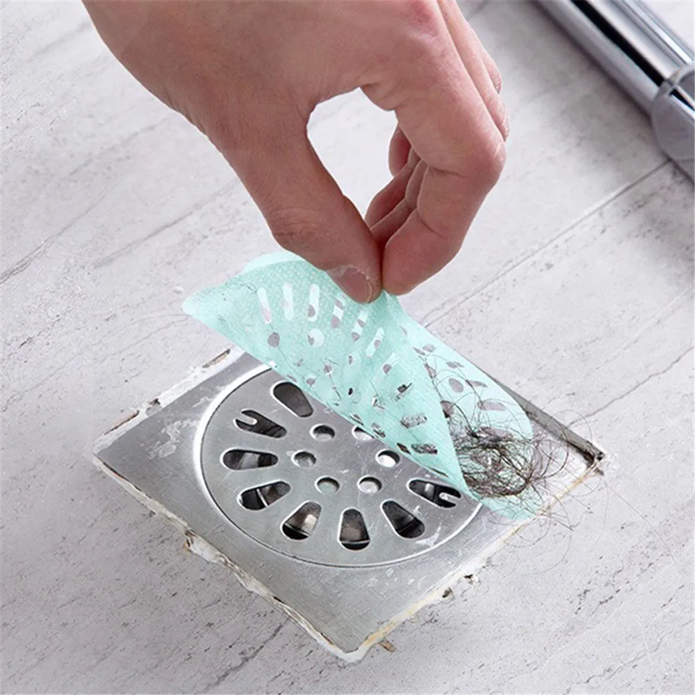 10Pcs Disposable Shower Drain Hair Catcher Strainer Filter Sticker Kitchen Sink Sewer Outfall Stopper Bathroom Floor Drain Cover