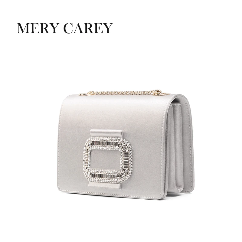 2025 New square buckle silk women's bag  single shoulder crossbody dinner bag Luxury fashion Party small square bag Women Purse