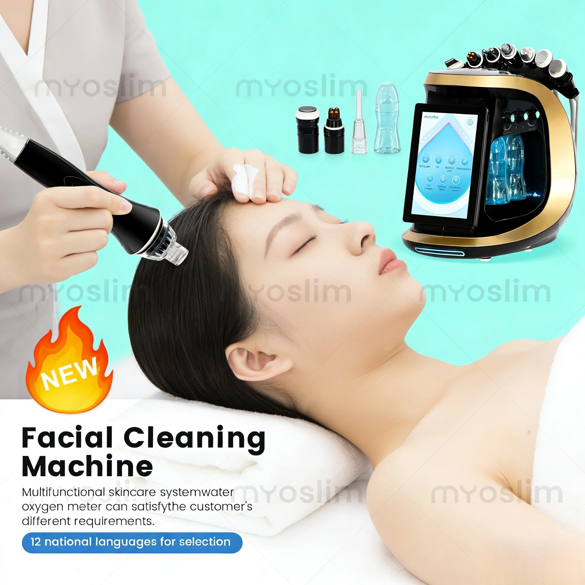 جهاز العناية بفقاعات الأكسجين المائي 7 في 1، أداة العناية بتقشير نفاث ومضادة للشيخوخة وتقشير البشرة #3