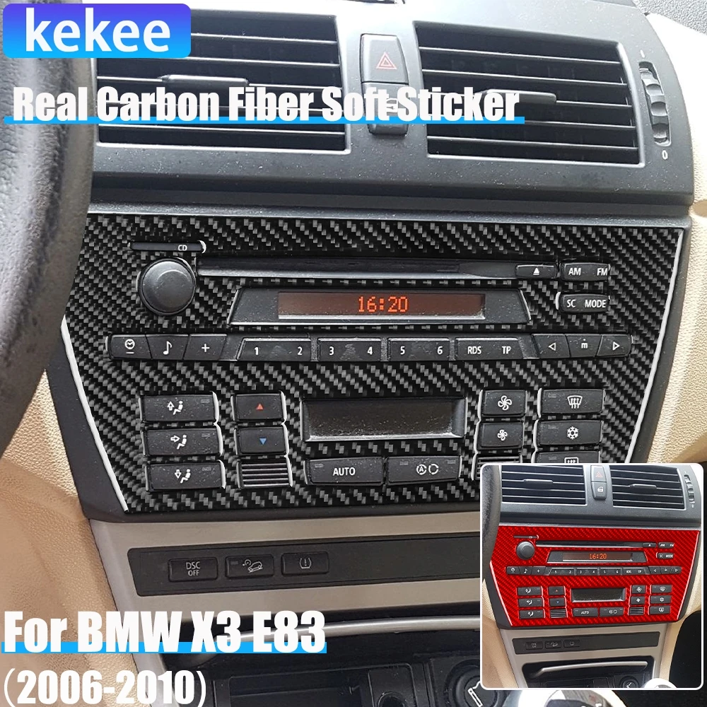 

Real Carbon Fiber Car Accessories CD Radio Panel Decorative Trim Cover Soft Sticker For BMW X3 E83 2006 2007 2008 2009 2010