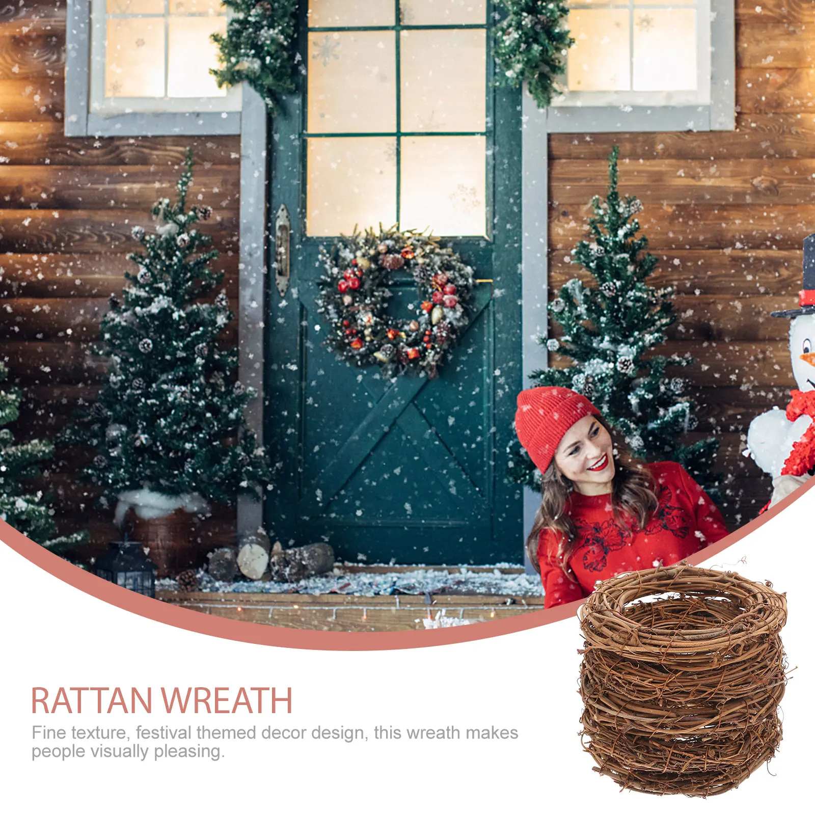 

5 Pcs Christmas Front Door Wreaths Rattan Garland Craft diy Handmade Christmas wreaths Cabinet Woven Ring Frame home