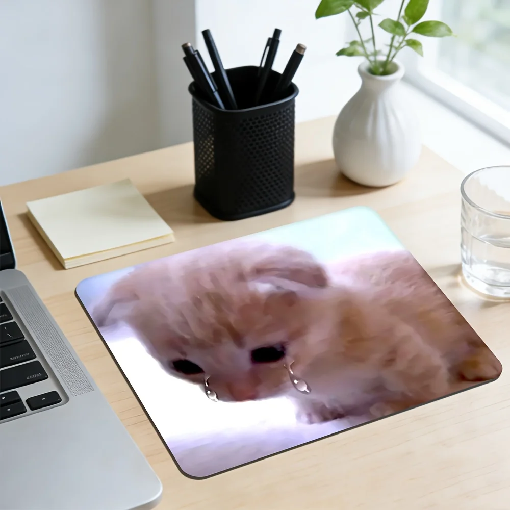 

Crying Kitten Meme Mouse Pad Sad Cute Cat Non-Slip Gaming Mousepad