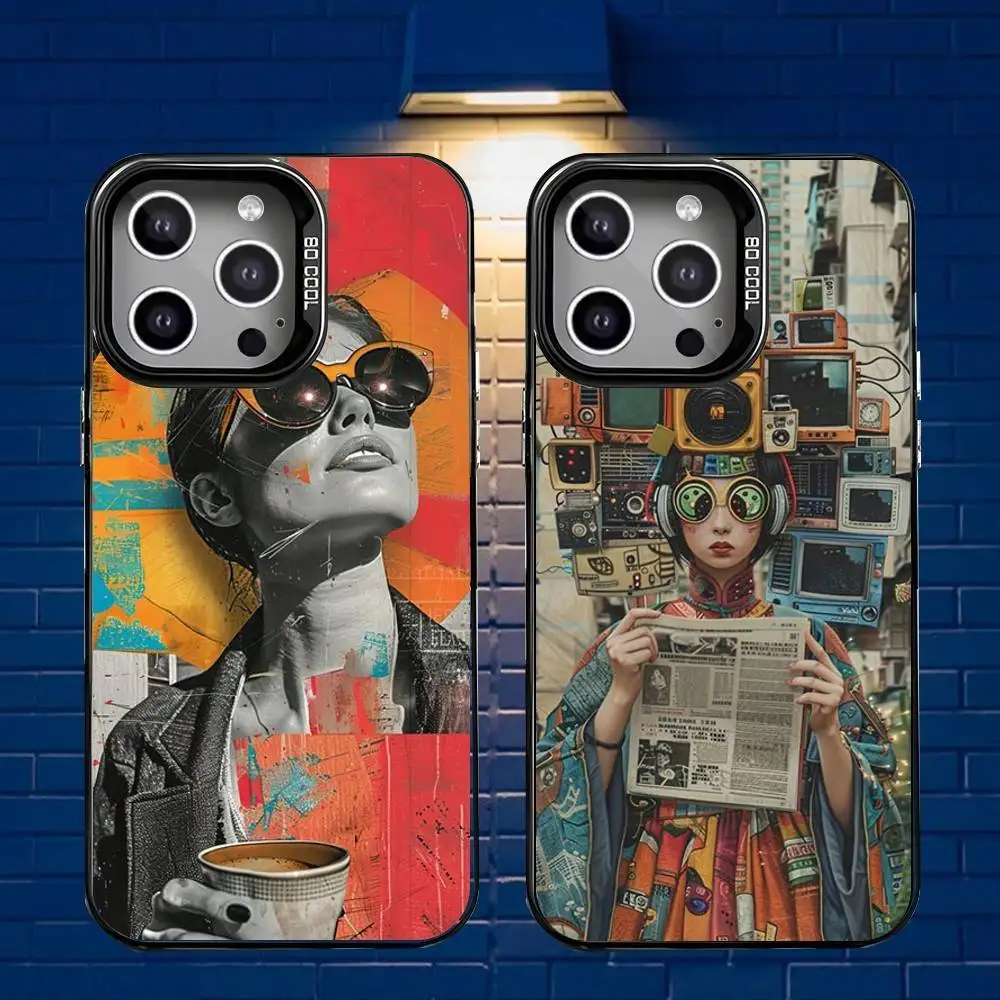 

Fashion Painting Phone Case For iPhone 16,15,14,13,12,11,Mini,Pro,E,MAX Gray Matte Silicone Black Cover